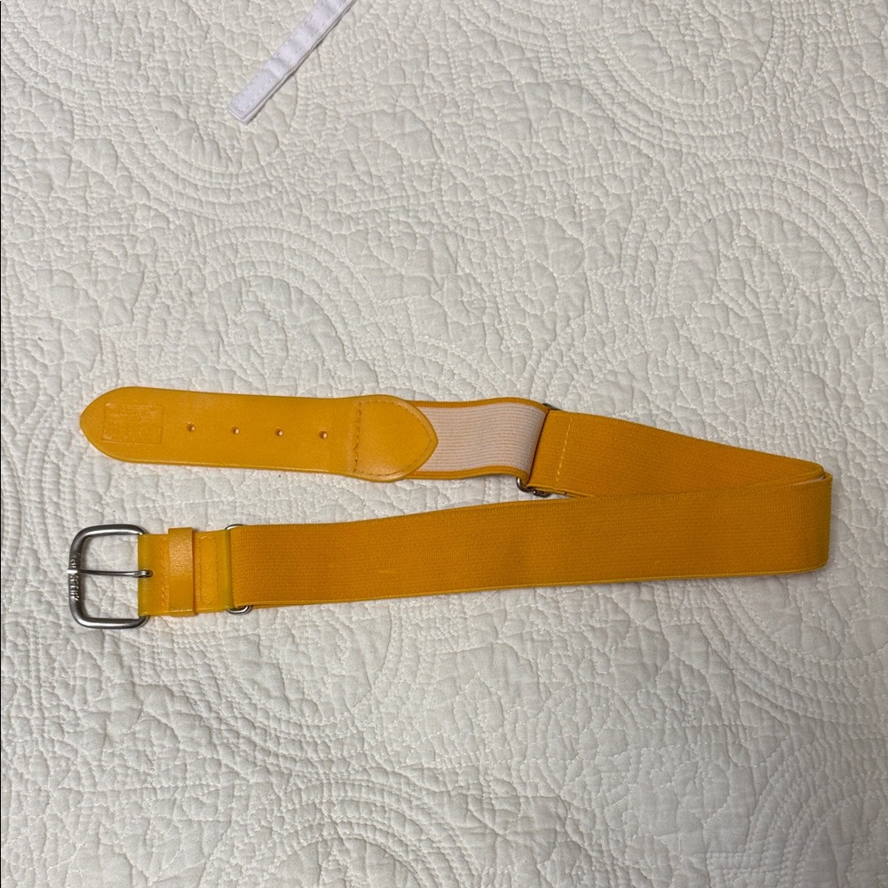 Yellow Baseball Belt with Silver Buckle